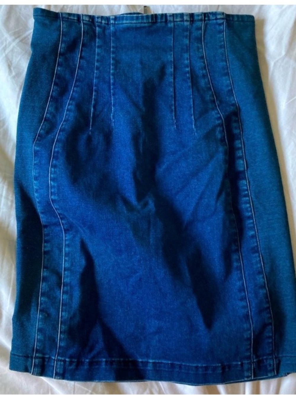 7 For All Mankind Dark Blue Denim Pencil Skirt